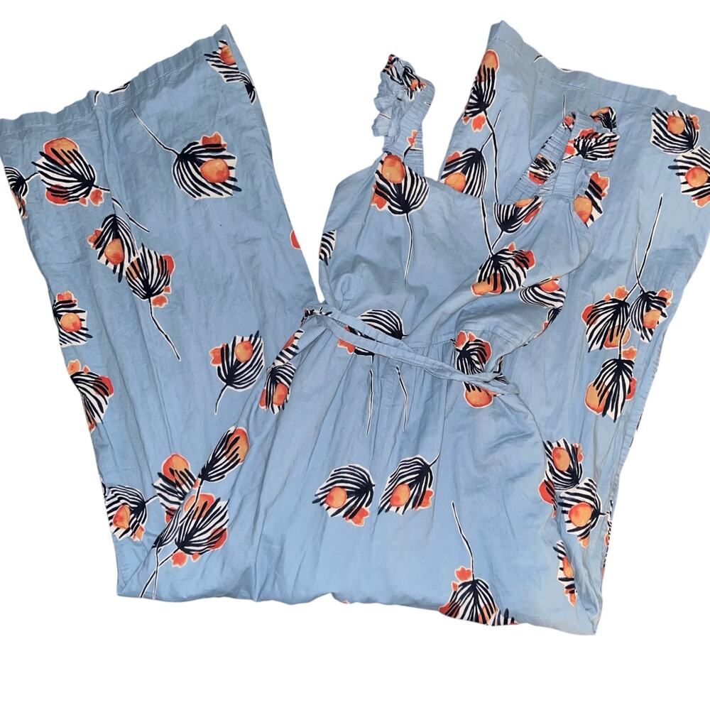 Bel Kazan Blue Floral Organic Cotton Wide Leg Jumpsuit – Size Small - Picture 11 of 11